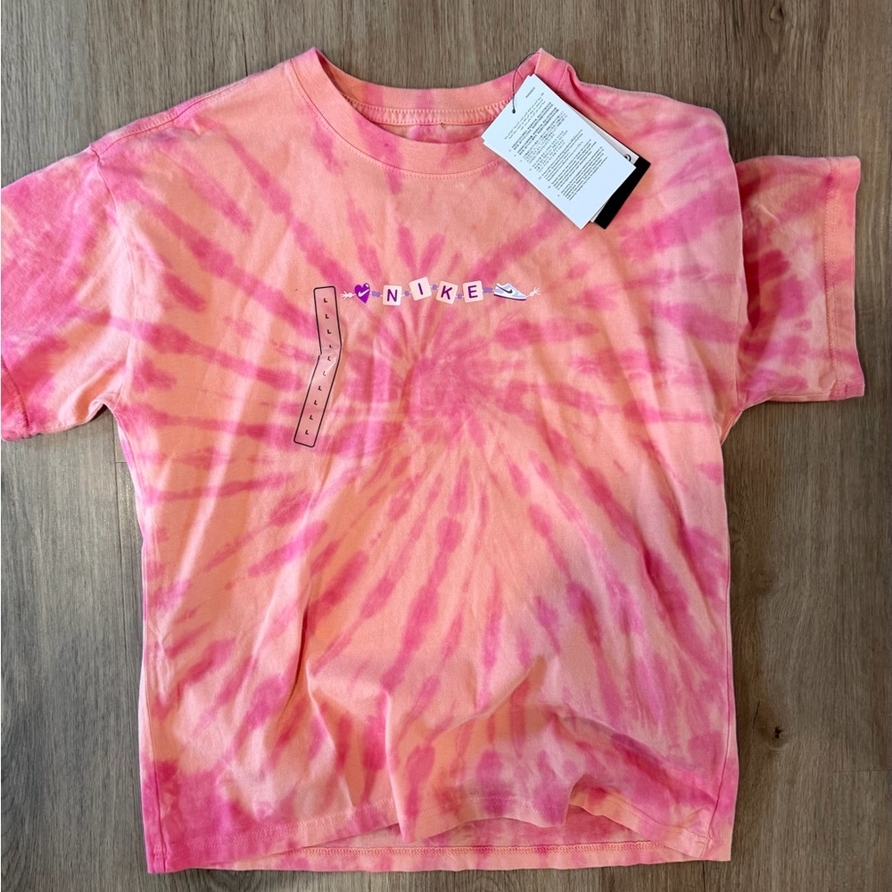 Nike Kids Pink and White Tie-Dye Tee